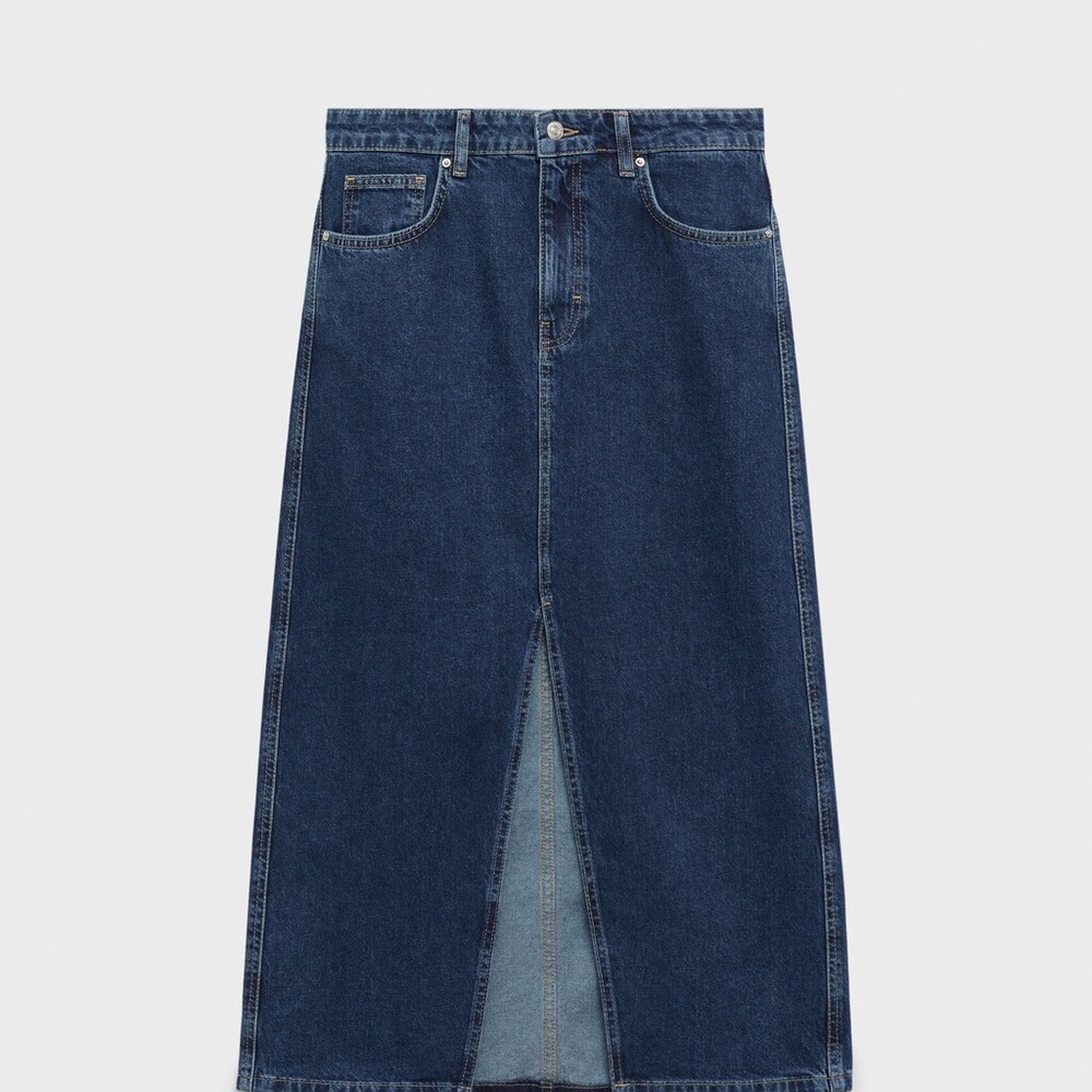 MANGO - Denim midi-skirt dark blue - L - Woman